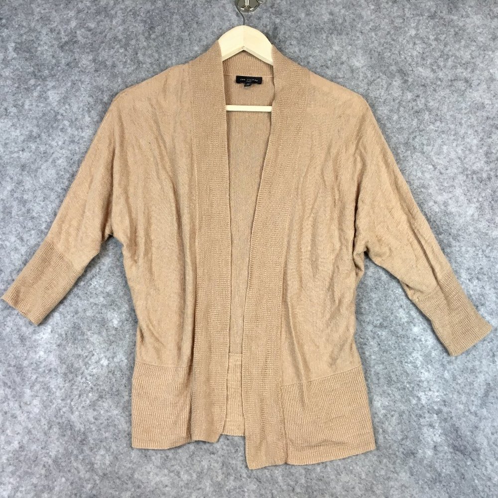 The Limited Cardigan XS Sweater 3/4 Sleeve Batwing Fine Gauge Knit Taupe Brown